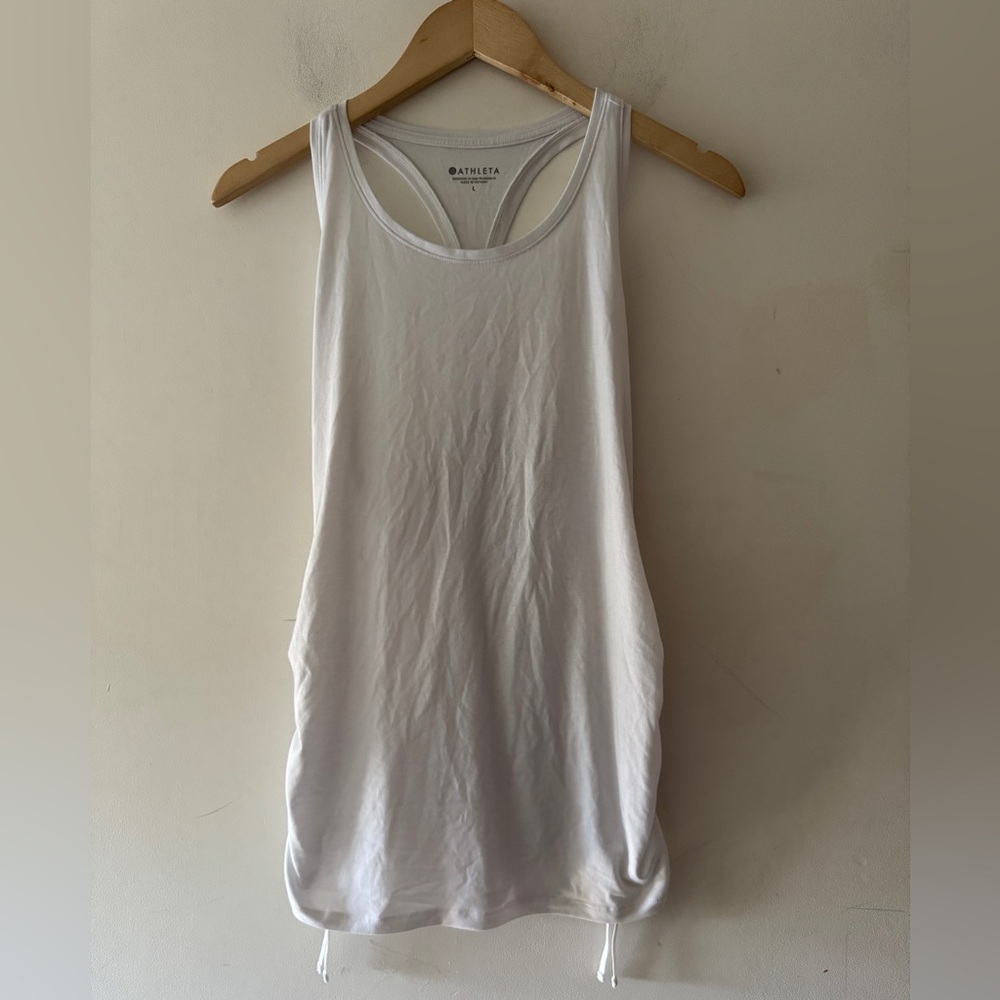 Athleta White Ruched Sides Tank Top